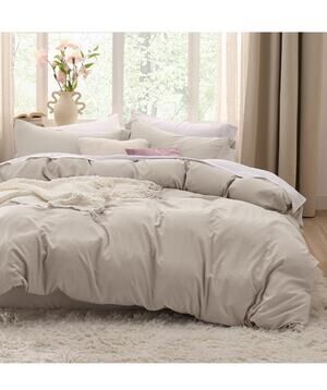 Bedsure Linen Duvet Cover King Size - Soft Brushed Microfiber Duvet Cover for 3